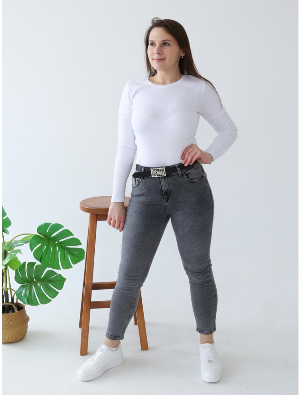 Джинсы женские серые американки приталенные 25-30  2750-844