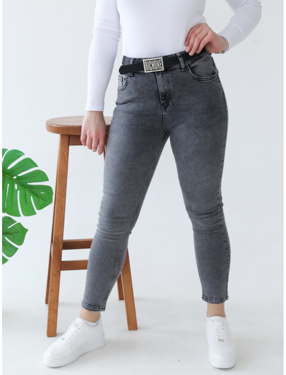 Джинсы женские серые американки приталенные 25-30  2750-844