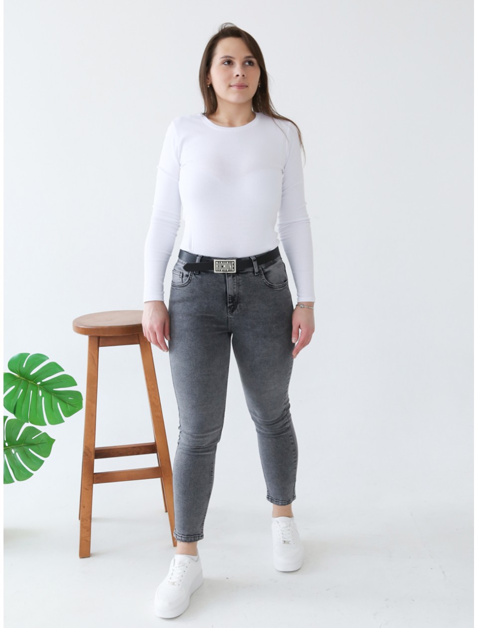 Джинсы женские серые американки приталенные 25-30  2750-844