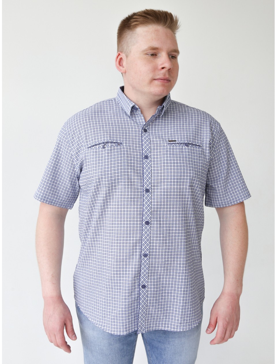 рубашка к/р JP 7623-0-1 белXт/син жат m-2xl M