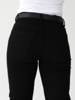 Джинсы женские утепленные МОМ черные 25-30  2439-769