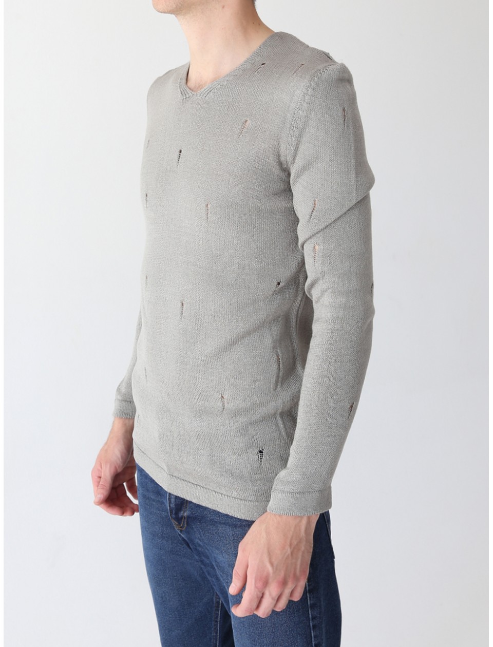 свитер/т Lagos 2395-1-V серый+дырки s-xl М