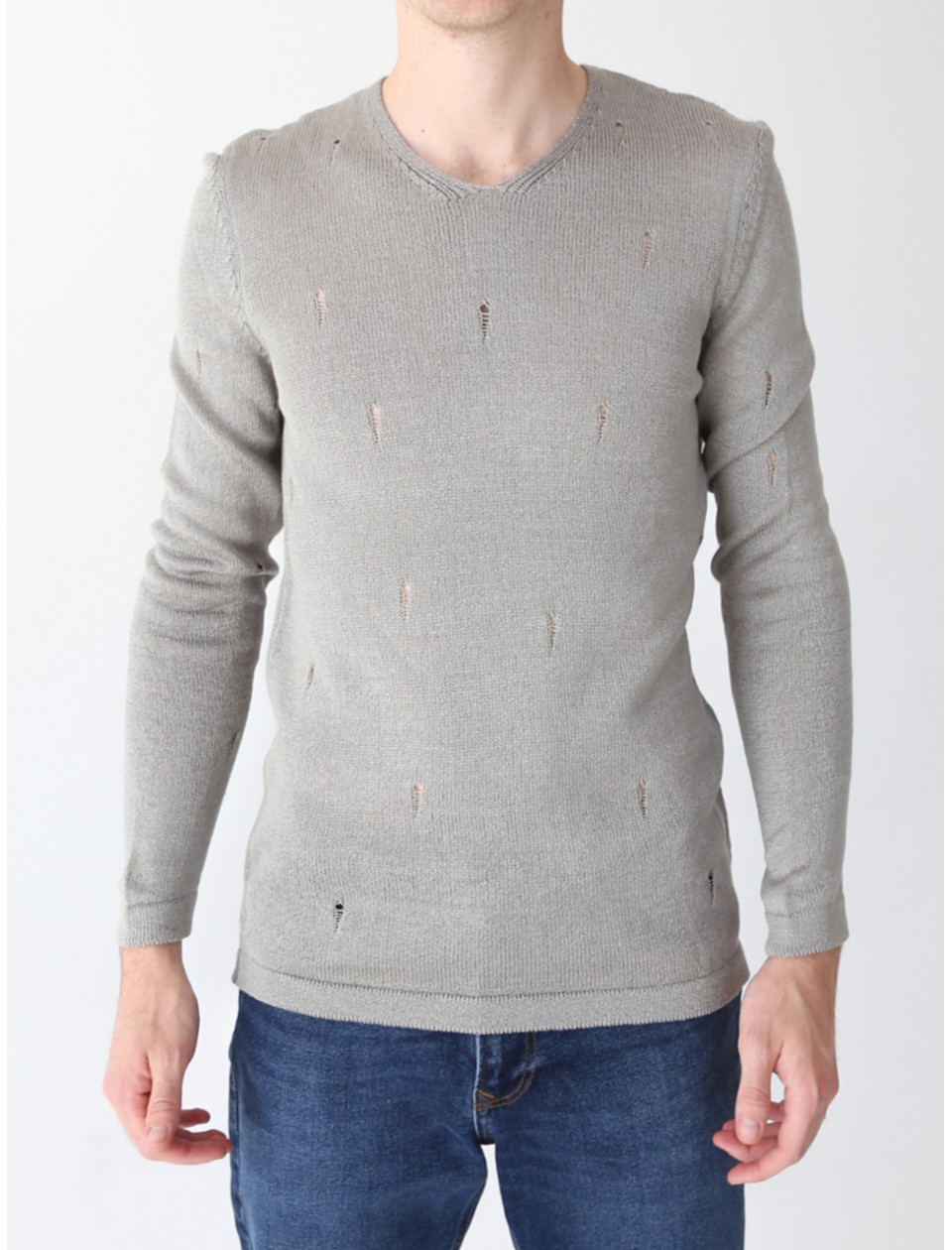 свитер/т Lagos 2395-1-V серый+дырки s-xl М