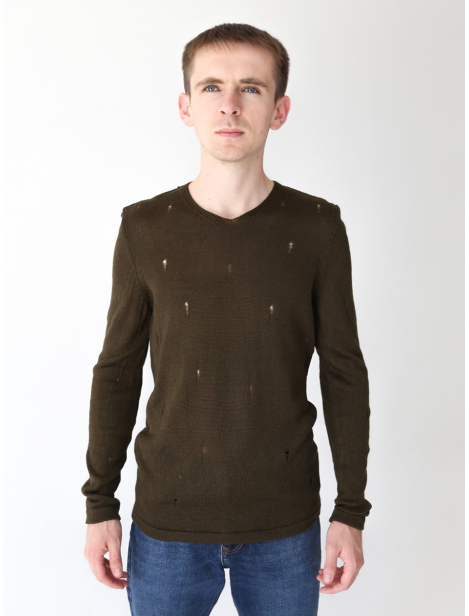 свитер/т Lagos 2395-2-V хаки+дырки s-xl М