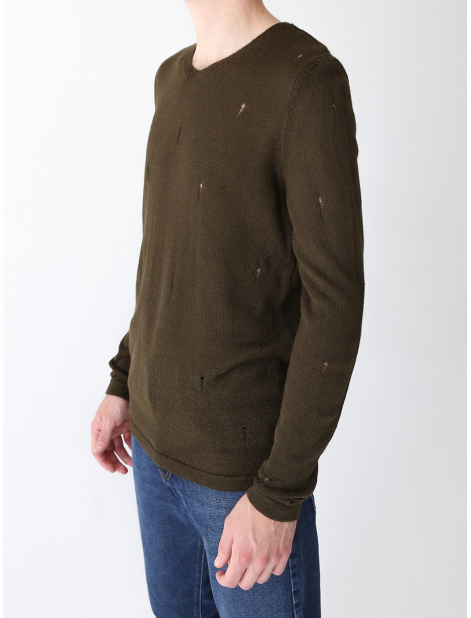 свитер/т Lagos 2395-2-V хаки+дырки s-xl М