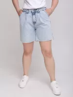 Шорти джинсові жіночі блакитні із защипами 25-29 4469-1