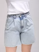 Шорти джинсові жіночі блакитні із защипами 25-29 4469-1