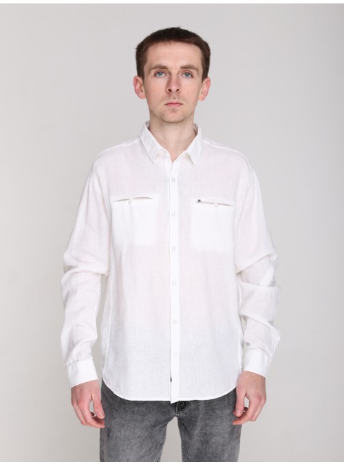 рубашка бт JP 7647-B-1-лен бел  3-6xl M