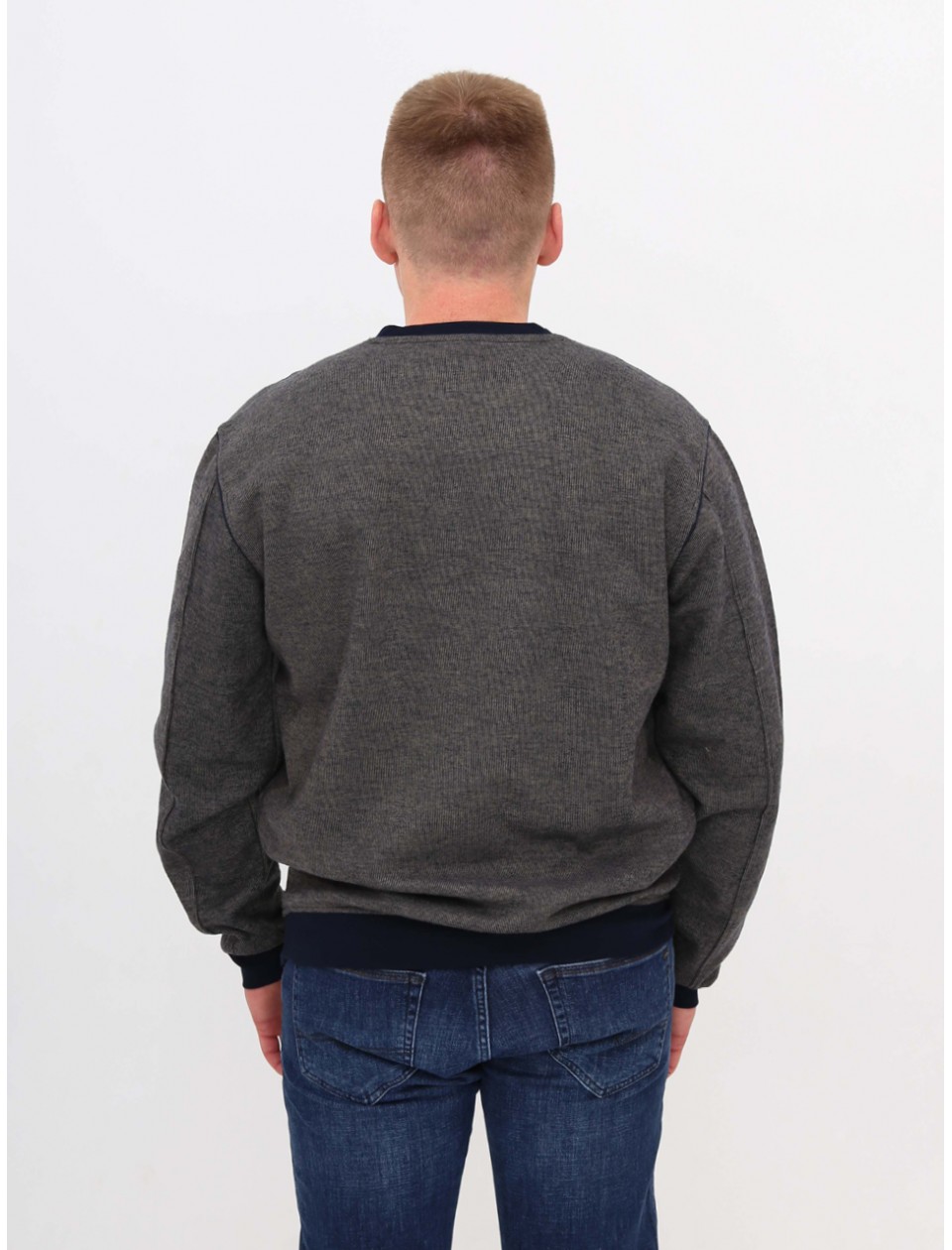 Джемпер мужской бежевый с синим большой размер  910-В