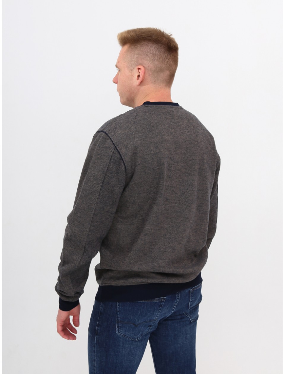 Джемпер чоловічий бежевий із синім великий розмір 910-В