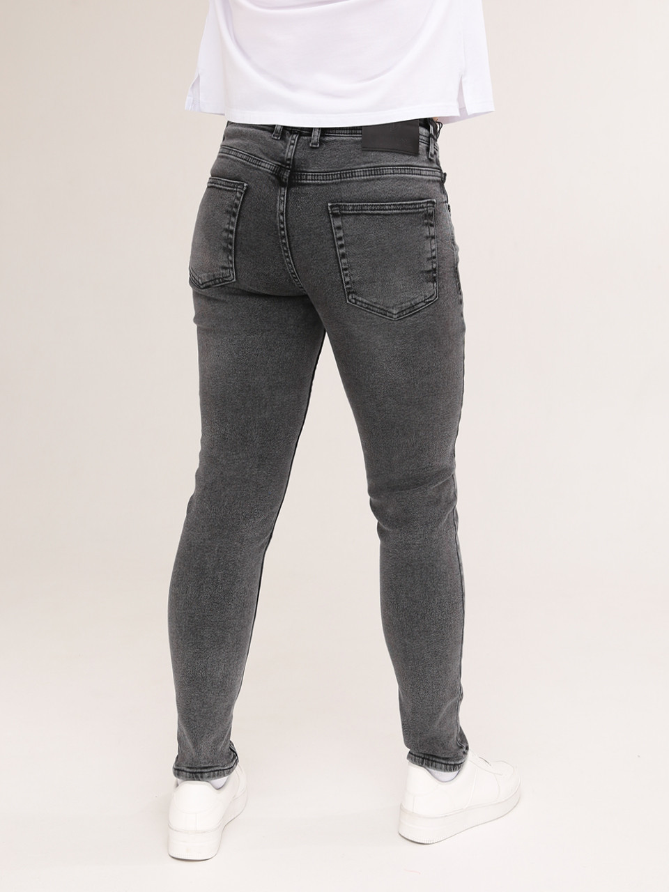 Джинси жіночі сірі варені слим великий розмір середня посадка 3664-W