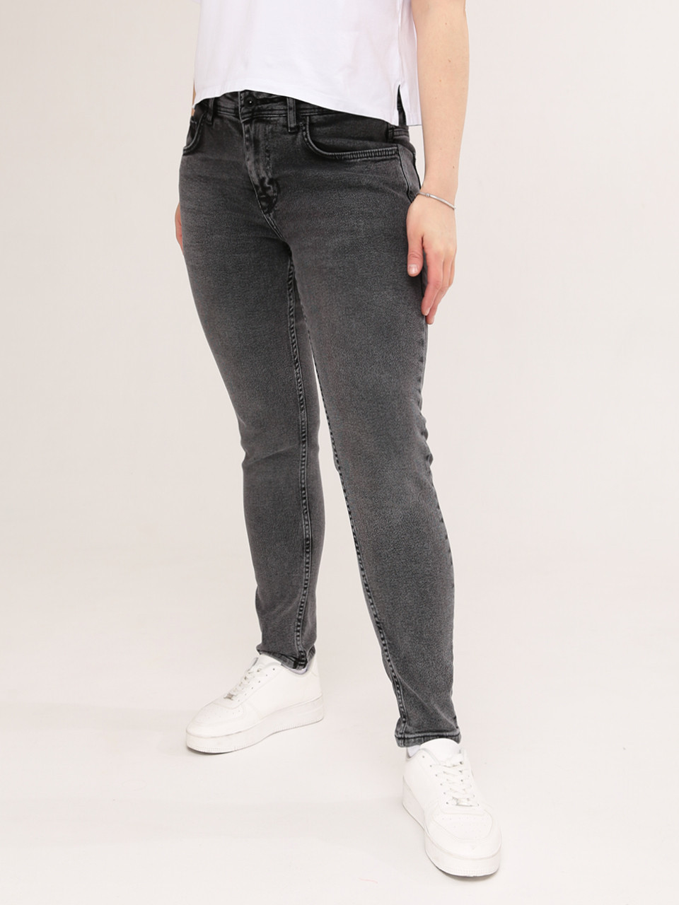Джинси жіночі сірі варені слим великий розмір середня посадка 3664-W