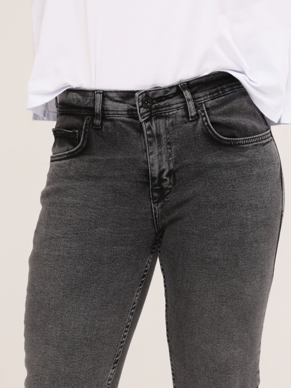 Джинси жіночі сірі варені слим великий розмір середня посадка 3664-W