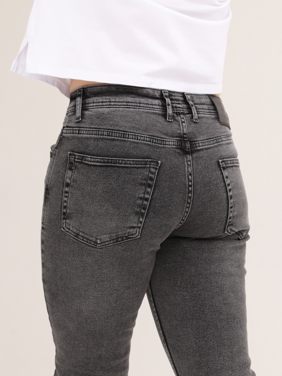 Джинси жіночі сірі варені слим великий розмір середня посадка 3664-W