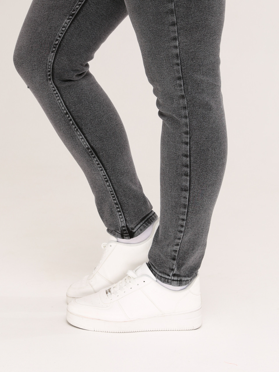 Джинси жіночі сірі варені слим великий розмір середня посадка 3664-W