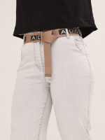 Джинсы женские бежевые МОМ летние  7437