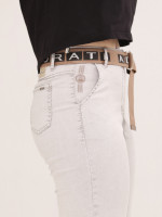 Джинсы женские бежевые МОМ летние  7437