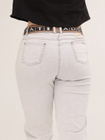 Джинсы женские бежевые МОМ летние  7437