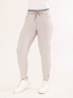 Джинсы женские бежевые МОМ летние с резинкой на поясе  7443