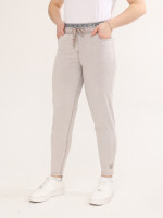 Джинсы женские бежевые МОМ летние с резинкой на поясе  7443