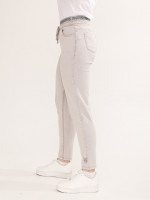 Джинсы женские бежевые МОМ летние с резинкой на поясе  7443