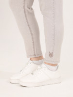 Джинсы женские бежевые МОМ летние с резинкой на поясе  7443