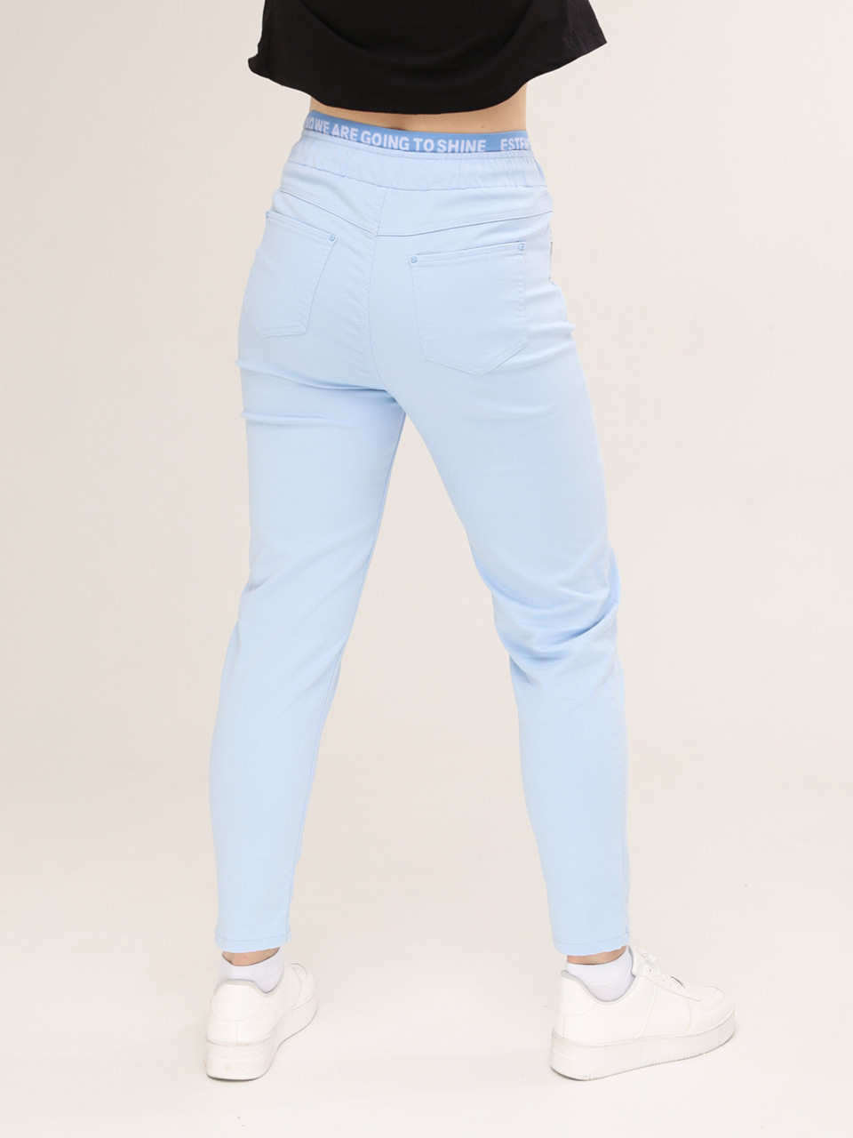 Штани жіночі блакитні МОМ тонкі на лаштунці 1303-2