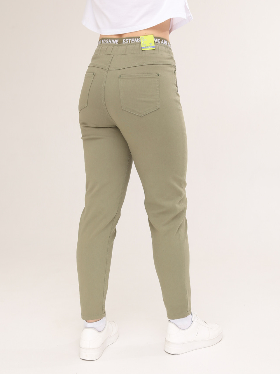 Штани жіночі хакі МОМ літні на лаштунці великий розмір 1303-В-3
