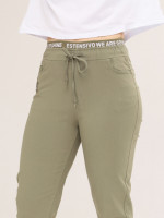 Штани жіночі хакі МОМ літні на лаштунці великий розмір 1303-В-3