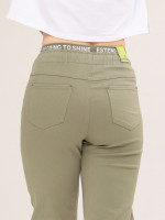 Штани жіночі хакі МОМ літні на лаштунці великий розмір 1303-В-3