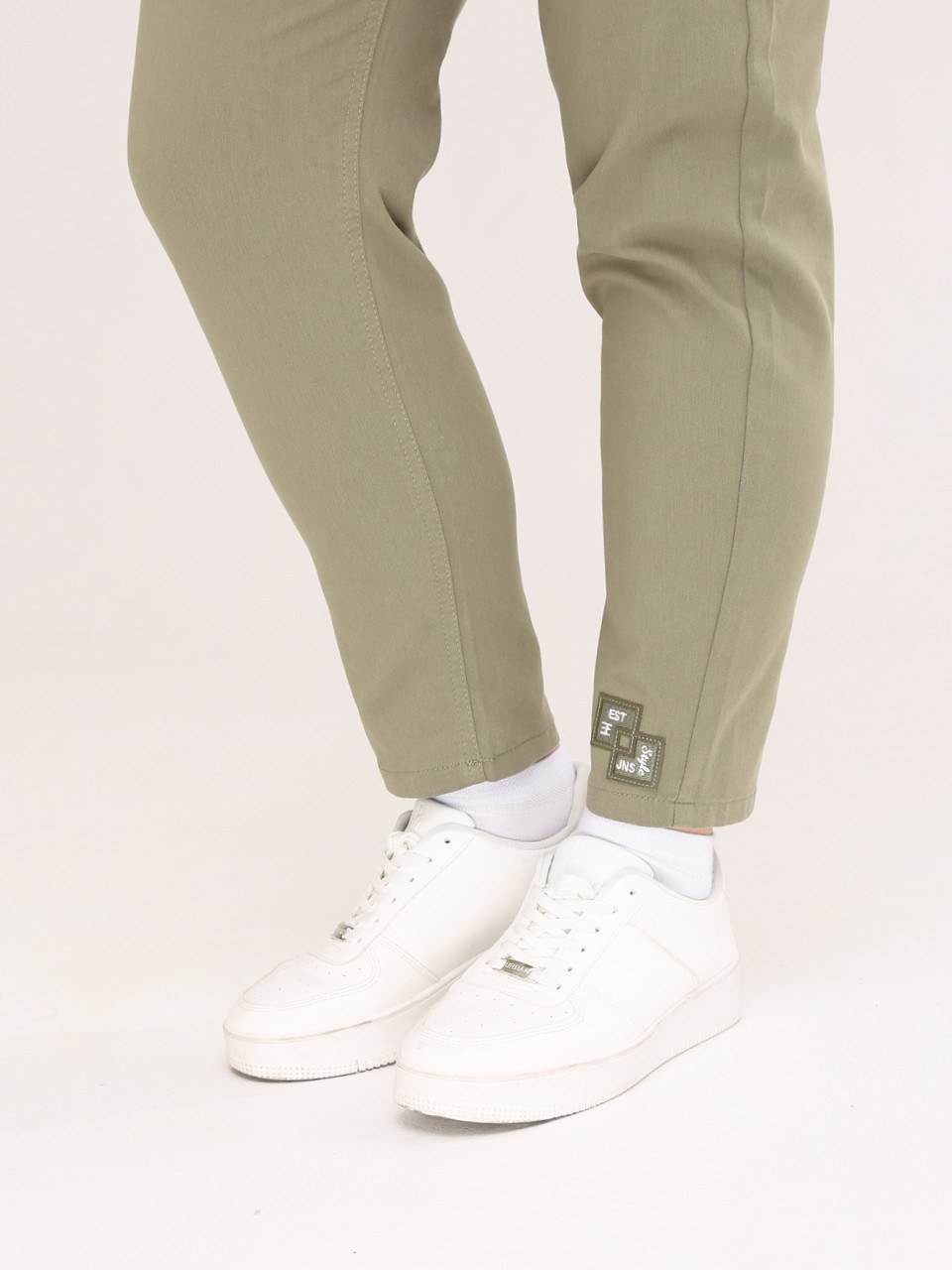 Штани жіночі хакі МОМ літні на лаштунці великий розмір 1303-В-3