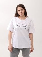 Футболка жіноча біла з написом великий розмір 925-В-2