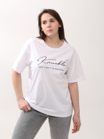 Футболка жіноча біла з написом великий розмір 925-В-2