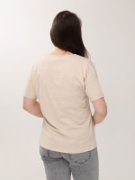 Футболка женская бежевая прямая с принтом  719028-1