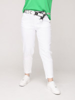 Штани жіночі білі МОМ прямі на резинці великий розмір 20173-В-1