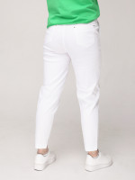 Штани жіночі білі МОМ прямі на резинці великий розмір 20173-В-1