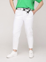 Штани жіночі білі МОМ прямі на резинці великий розмір 20173-В-1