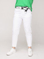 Штани жіночі білі МОМ прямі на резинці великий розмір 20173-В-1