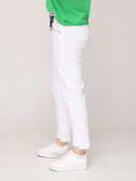 Штани жіночі білі МОМ прямі на резинці великий розмір 20173-В-1