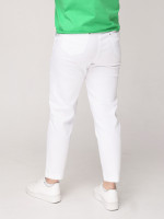 Штани жіночі білі МОМ прямі на резинці великий розмір 20173-В-1