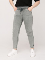 Джинсы женские оливковые МОМ летние на кулиске большой размер  7444-В-2