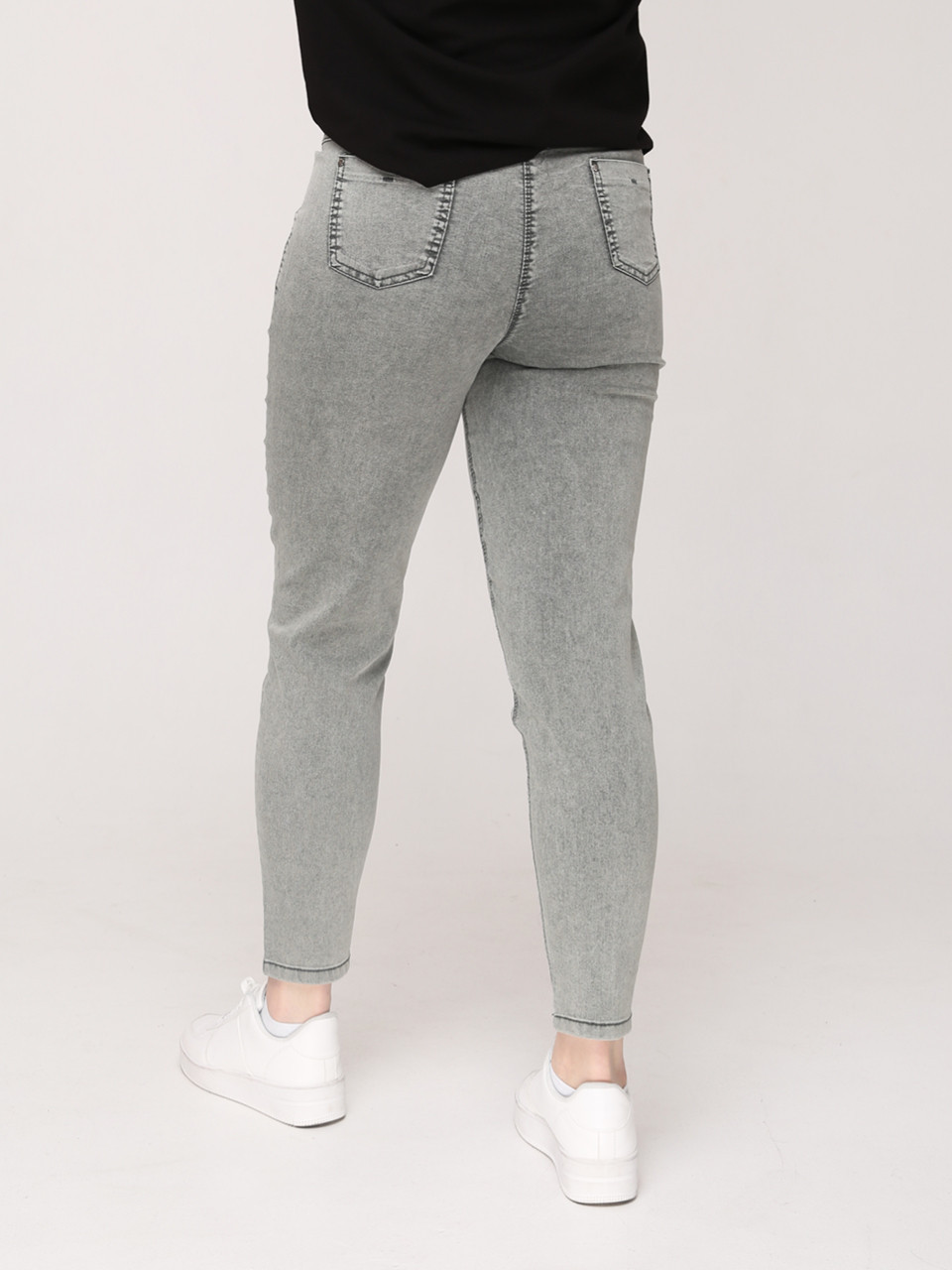 Джинсы женские оливковые МОМ летние на кулиске большой размер  7444-В-2