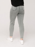 Джинсы женские оливковые МОМ летние на кулиске большой размер  7444-В-2