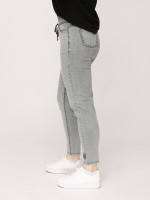 Джинсы женские оливковые МОМ летние на кулиске большой размер  7444-В-2