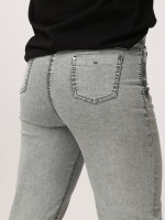 Джинсы женские оливковые МОМ летние на кулиске большой размер  7444-В-2