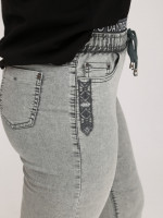 Джинсы женские оливковые МОМ летние на кулиске большой размер  7444-В-2