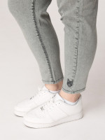 Джинсы женские оливковые МОМ летние на кулиске большой размер  7444-В-2