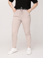 Брюки женские бежевые МОМ тонкие на кулиске большой размер  1313-В-1