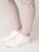 Брюки женские бежевые МОМ тонкие на кулиске большой размер  1313-В-1