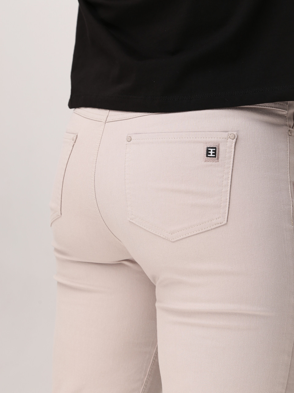 Брюки женские бежевые МОМ тонкие на кулиске большой размер  1313-В-1